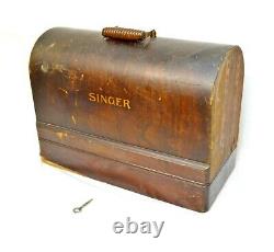 1928 Singer Sewing Machine With Bent Wood Case And Key 201902480