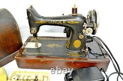 1928 Singer Sewing Machine With Bent Wood Case And Key 201902480