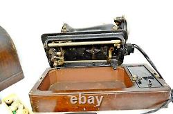 1928 Singer Sewing Machine With Bent Wood Case And Key 201902480