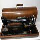 1928 Knee Operated Singer 66k Filigree Decal Sewing Machine In Wooden Case