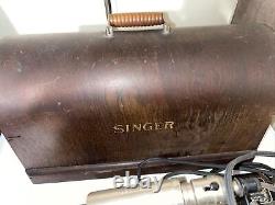 1929 Antique Singer Sewing Machine Usa With Wooden Case