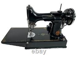 1939 Singer FEATHERWEIGHT 221-1 Sewing Machine, Case, Hemstitcher, Attachments