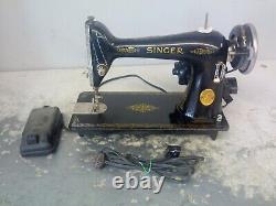 1940 Vintage SINGER Electric Sewing Machine with foot pedal-Antique-AF658814