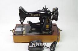 1950s SINGER Model 99K Portable Sewing Machine with Accessories + Pedal Works Well