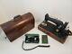 1951 Singer Sewing Machine Model 66-16 With Antique Wood Locking Case