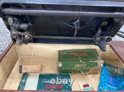 1952 SINGER Model 99K Portable Sewing Machine with Accessories + Pedal Works Well