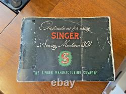 1952 Singer 301 Sewing Machine #65 Cabinet Stool Excellent Running And Cosmetic