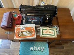 1952 Singer 301 Sewing Machine #65 Cabinet Stool Excellent Running And Cosmetic