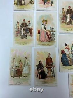 36 Antique Victorian Singer Sewing machine trade cards all Nations series