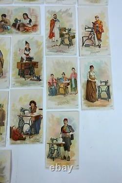 36 Antique Victorian Singer Sewing machine trade cards all Nations series