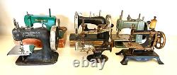 6 Vintage Antique Toy Sewing Machine German, Singer, Ross, Mistress, Sew Master