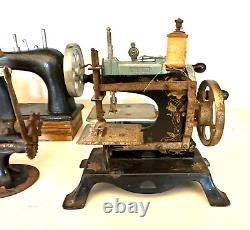 6 Vintage Antique Toy Sewing Machine German, Singer, Ross, Mistress, Sew Master