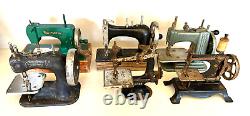 6 Vintage Antique Toy Sewing Machine German, Singer, Ross, Mistress, Sew Master