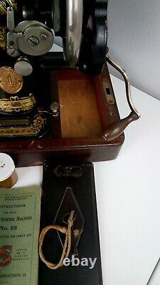 ANTIQUE 1920s Singer Sewing Machine Working Y3565289 Case Tools Manuel Key