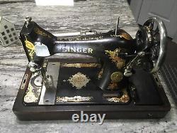 ANTIQUE 1925'SINGER' ELECTRIC SEWING MACHINE WithBENTWOOD CASE # AA280588 EXC