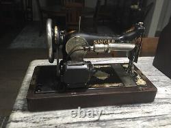 ANTIQUE 1925'SINGER' ELECTRIC SEWING MACHINE WithBENTWOOD CASE # AA280588 EXC