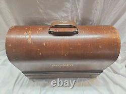 ANTIQUE 1935 SINGER AD949611 Sewing Machine BENTWOOD CASE & Knee Bar