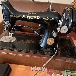 ANTIQUE ORNATE SINGER Motorized SEWING MACHINE BENTWOOD CASE Foot Pedal EF603625