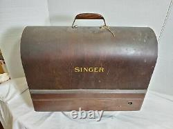 ANTIQUE SINGER Manufacturing Electric Sewing Machine with Bentwood Case BU7-E