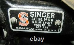 ANTIQUE SINGER PEDDLE POWERED SEWING MACHINE 99- CAT. NO. RF5-8 Simanco