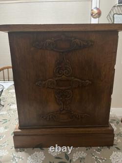 ANTIQUE SINGER SEWING MACHINE 6 DRAWER TIGER OAK Spool Sewing CABINET