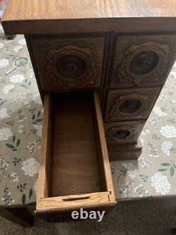 ANTIQUE SINGER SEWING MACHINE 6 DRAWER TIGER OAK Spool Sewing CABINET
