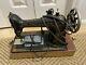 Antique Singer Sewing Machine Tabletop With Case Gorgeous Inlay Light Works