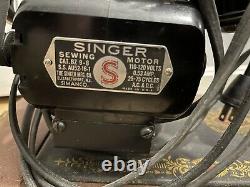 ANTIQUE SINGER SEWING MACHINE Tabletop With Case Gorgeous Inlay Light Works