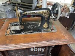 ANTIQUE Singer Sewing Machine 1873 in Closed Cabinet Working Condition