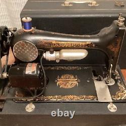 ANTIQUE Singer Sewing Machine 1897 Sphinx Electric Conversion & Case WORKS VIDEO