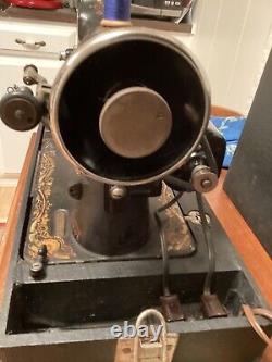 ANTIQUE Singer Sewing Machine 1897 Sphinx Electric Conversion & Case WORKS VIDEO