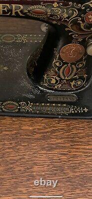 ANTIQUE VINTAGE Singer Treadle Sewing Machine in Ornate Drawing Room Cabinet