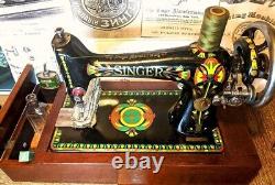 Amazing Antique Singer 66K-1 Lotus sewing machine, refurbished, value added, 1904