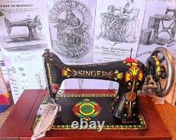 Amazing Antique Singer 66K-1 Lotus sewing machine, refurbished, value added, 1904