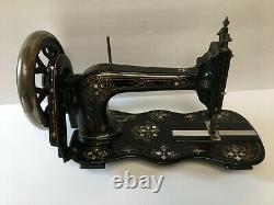 Antique 1881 Singer 12/12k Sewing Machine Mother of Pearl Inlays Fiddle Base