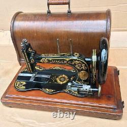 Antique 1885 Singer 12K fiddle base handcrank sewing Machine with Acanthus leave