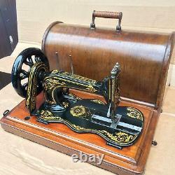 Antique 1885 Singer 12K fiddle base handcrank sewing Machine with Acanthus leave