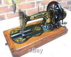 Antique 1888 Singer 12K Fiddle base Hand crank Sewing Machine with Acanthus