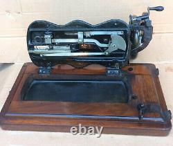 Antique 1889 Singer 12K fiddle base hand crank Machine with Ottoman Carnations