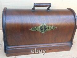 Antique 1889 Singer 12K fiddle base hand crank Machine with Ottoman Carnations