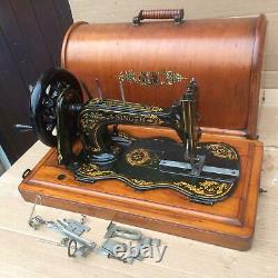 Antique 1889 Singer 12K fiddle base handcrank sewing Machine with Acanthus leave