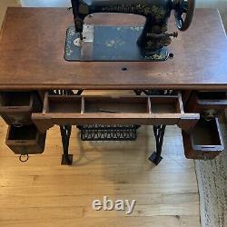 Antique 1892 Singer Coffin Top Treadle Sewing Machine withTable, Pickup Only