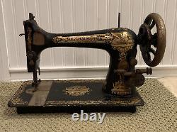 Antique 1892 Singer Sewing Machine Cast Iron Hand Cranked Manual Rare Find LOOK