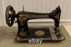 Antique 1892 Singer Sewing Machine Cast Iron Hand Cranked Manual Rare Find LOOK