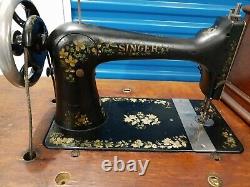 Antique 1892 VS3 Apple blossom design Singer Sewing Machine, tested, Working