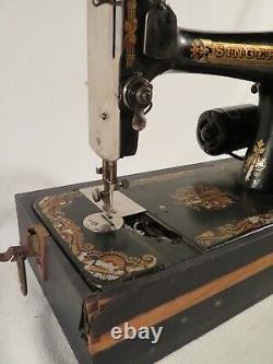 Antique 1894 Singer Sewing Machine #11927344 Carrying Case & Motor Sphinx