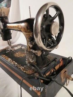 Antique 1894 Singer Sewing Machine #11927344 Carrying Case & Motor Sphinx