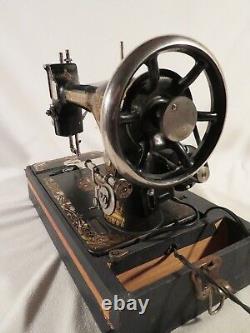 Antique 1894 Singer Sewing Machine #11927344 Carrying Case & Motor Sphinx