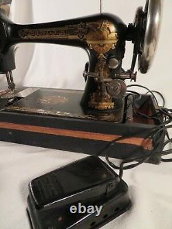 Antique 1894 Singer Sewing Machine #11927344 Carrying Case & Motor Sphinx