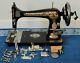 Antique 1896 Singer Treadle Hand Crank Sewing Machine Withattachments Works Clean